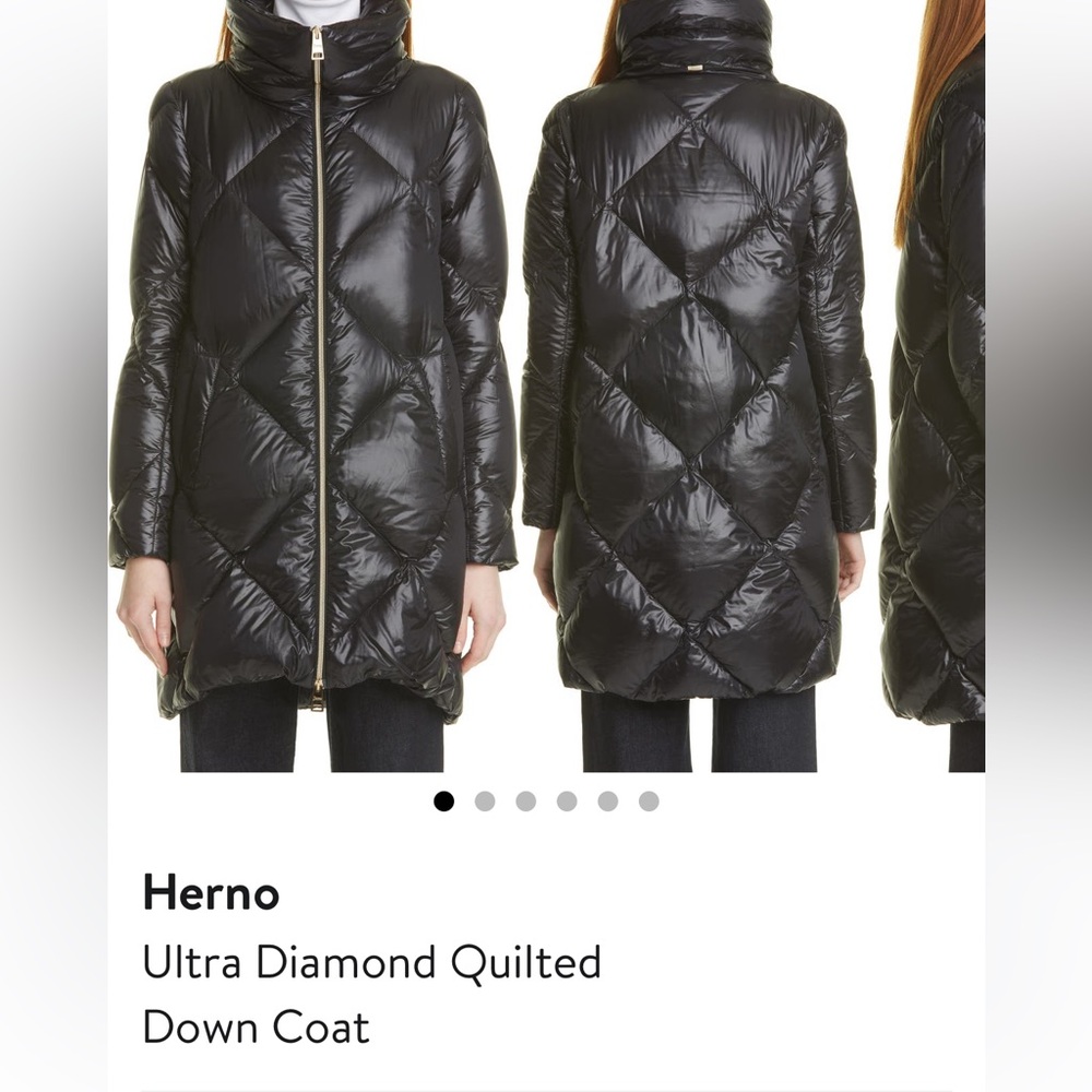 HERNO Ultra Diamond Quilted Ultra Down Coat. Black, size 14 US, 50 IT